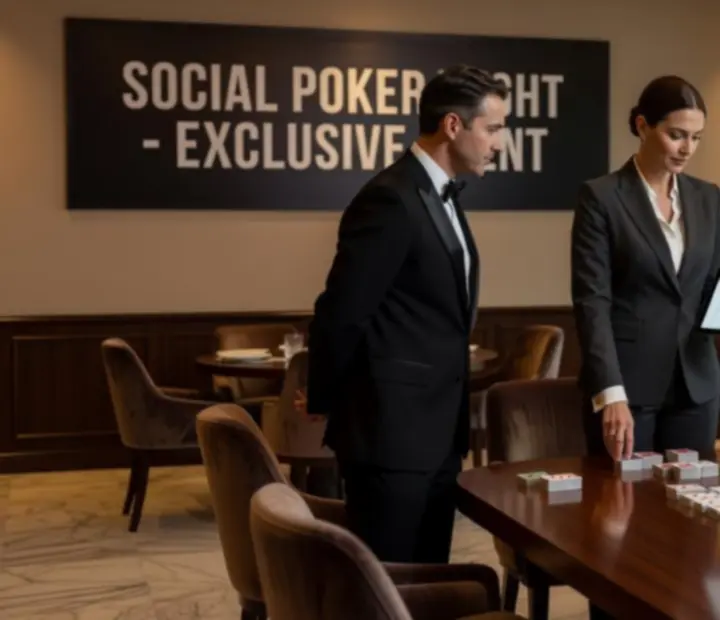 Profesjonalny organizator wydarzenia pokerowego omawiający szczegóły z klientem