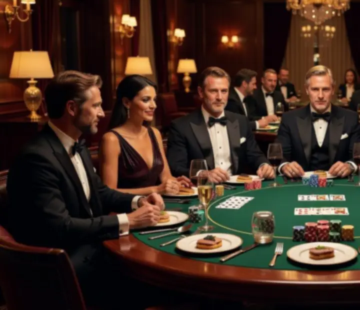 Elegancki stół pokerowy w restauracji z serwisem gastronomicznym